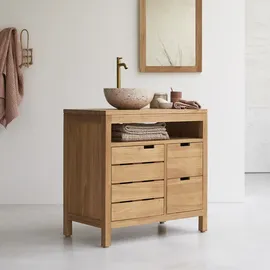 Tikamoon Waschtischunterschrank Serena aus massivem Teakholz 80 cm