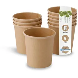 BIOZOYG 500 Stück Pappbecher 400ml für Eintöpfe und Eis aus ungebleichtem Kraftkarton, braun, Suppenbecher, Einwegbecher, biologisch abbaubar