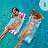 Linghhang - 2er-pack Pool-hängematten, Aufblasbare Pool-matratzen, 4-in-1 Schwimmende Liege-schwimmhängematte, Wasserhängematte, Aufblasbare Schwimmkörper Und Matratzen, Aufblasbares Pool-zubehör, Sommer