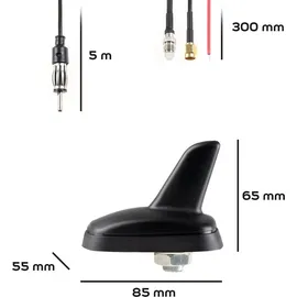 Alca alca® Autoantenne Haiflosse Shark Fin Antenne Aktiv Verstärker AM/FM GPS Universal Radioantenne Dachantenne Gummi Schwarz Wasserdicht Navigation