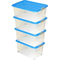 BigDean Eurobox mit Deckel und Rollen 60 x 40 x 33 cm 4-tlg. silber