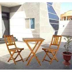 Akazienholz Balkon-Set 3tlg. Bistroset Tisch 80x80cm + 2 Gartenstühle