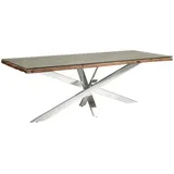 Livetastic Esstisch, Natur, Holz, Metall, Glas, Altholz, vollmassiv, Holz, rechteckig, Sternfuß, 100x76x220 cm, Esszimmer, Tische, Esstische, Glastische