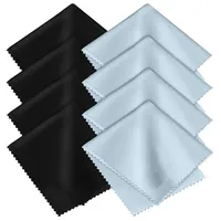 8PCS Brillenputztuch, Mikrofaser-Reinigungstücher, Hochwertig Mikrofaser Reinigungstücher Brillenputztuch, für Gläsern, Brille, Smartphone, Laptop, Kameralinsen[Schwarz und blau]