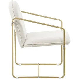 ML-Design – Relaxsessel 2er Set – Beige, Stoff | goldenes Stahlgestell, Armlehne & Rückenlehne, gepolstert