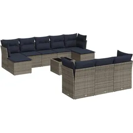vidaXL Gartensofa-Set 11-tlg. grau Polyrattan