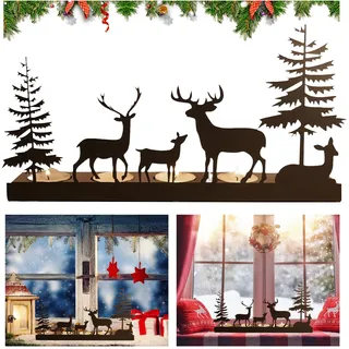 Adventskranz Teelichter,Kerzenhalter Adventskranz Schwarz für 4cm Teelicht, Adventskranz Länglich Kerzenständer Metall Modern, Baumkerzenhalter für Adventskranz Deko Adventsdeko Gesteck