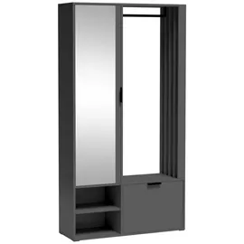 ax living Garderobenschrank Milanoir 100 x 189,4 x 33 cm Grau/Kiefer
