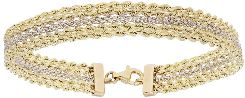 Firetti Goldarmband »Schmuck Geschenk Gold 375 Armschmuck Armkette Goldarmband Fantasie« Firetti gelbgoldfarben-weißgoldfarben