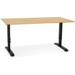Kadima Design Höhenverstellbarer Bürotisch | 160x80 cm | Holz-Metall Homeoffice Modern | Arbeitstisch Beige-Schwarz