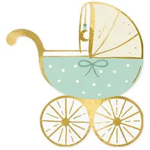 Partydeco Servietten Kinderwagen 20 Stück 14x15cm 3-lagig Papierservietten Baby Shower Junge Babyparty