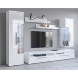 INOSIGN Wohnwand »India,Breite 245cm moderne Mediawand ohne Beleuchtung«, Anbauwand (Set,5-St, 1xVitrine,1xHängevitrine,1TV-Schrank,2xWandregal), weiß