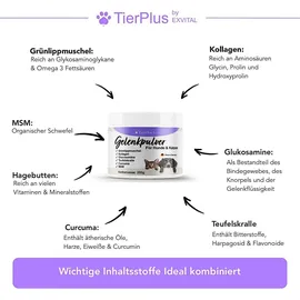 Exvital TierPlus Gelenkpulver für Hunde & Katzen mit Grünlippmuschel, MSM, Kollagen 200 g