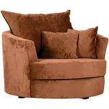 CARRYHOME Sessel Braun, Textil, Füllung: Polyester, Schaumstoffflocken,Polyester, Schaumstoffflocken, 115x72x115 cm, Sitzfläche 360° drehbar, Wohnzimmer, Sessel, Polstersessel