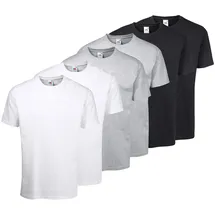 FRUIT OF THE LOOM T-Shirt », sechs Stück in unterschiedlicher Farbkomination« Packung: 6er-Pack, 6 Stk. mit Rundhalsausschnitt Gr. XL (56/58), weiß-schwarz-grau, , 237823-XL