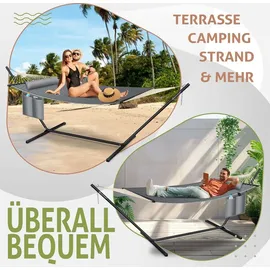 Kesser KESSER® Hängematte HILL mit Gestell Kissen Doppelhängematte für 2 Personen-Stabiler Rahmen -200kg Belastbarkeit Indoor & Outdoor XXL Hängesessel Doppel Mehrpersonen Garten Pool Balkon Terrasse