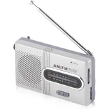 Mini-tragbares Am/fm-radio, Eingebauter Lautsprecher Mit Ausziehbarer Antenne Und Standard-kopfhöreranschluss, Silberfarben