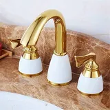 ZXLPHAZ Wasserhahn Luxus 3-teiliges Set Waschtischarmatur Badarmatur Deckmontage Spültischarmatur Toilettenarmatur Set Wasserhahn mit goldenem Finish