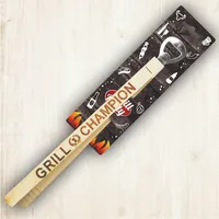AV Andrea Verlag Grillzange mit Flaschenöffner - Grill Champion - Echt Holz ca. 35 cm lustiger Spruch Motiv Gravur hochwertig gelasert das perfekte Männerwerkzeug Geschenkidee