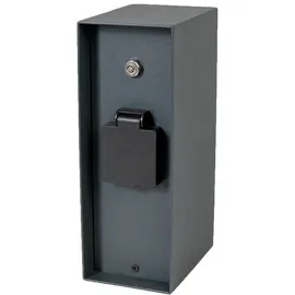 Grafner Grafner® Steckdosensäule anthrazit mit Dämmerungssensor Edelstahl Gartensteckdose Energiesäule AS109