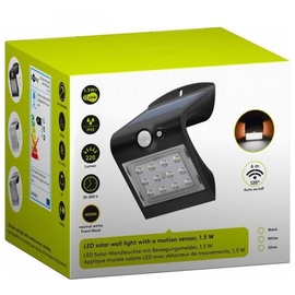 goobay LED Solar-Wandleuchte mit Bewegungsmelder 1,5 W mit Lithium-Ionen Akku 18650