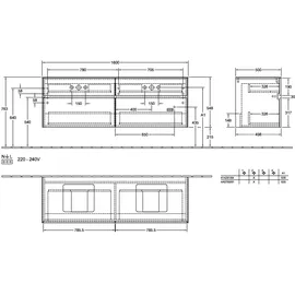 Villeroy & Boch Waschtischunterschrank 160 x 54,8 x 50 cm Black Oak