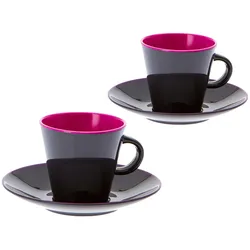 GIMEX GreyLine "brombeer" - Espresso Set 2 Personen - bruchfestes Melamin Campinggeschirr