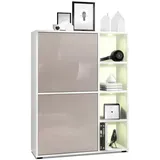 Vladon Highboard 79 x 105,5 x 35,5 cm Weiß matt/Sandgrau
