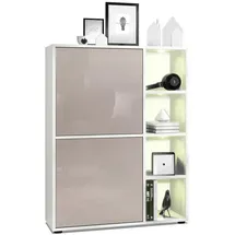 Vladon Highboard 79 x 105,5 x 35,5 cm Weiß matt/Sandgrau