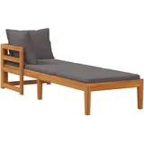vidaXL Akazienholz Massiv Sonnenliege mit 1 Armlehne Dunkelgrau Gartenliege Holzliege Gartenmöbel Liege Relaxliege Saunaliege Strandliege