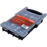 Helpmate Box mit Gewindeschrauben Set - insg. 480 Stück Unterlegscheiben, Muttern Set, Beilagscheiben, Sechskantschrauben, Sechskantmutter, Schlossschrauben, metrische Schrauben mit Flachrundkopf