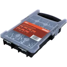 Helpmate Box mit Gewindeschrauben Set - insg. 480 Stück Unterlegscheiben, Muttern Set, Beilagscheiben, Sechskantschrauben, Sechskantmutter, Schlossschrauben, metrische Schrauben mit Flachrundkopf