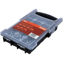 Helpmate Box mit Gewindeschrauben Set - insg. 480 Stück Unterlegscheiben, Muttern Set, Beilagscheiben, Sechskantschrauben, Sechskantmutter, Schlossschrauben, metrische Schrauben mit Flachrundkopf