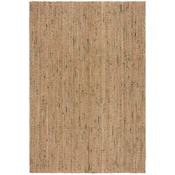 Teppich FLAIR RUGS "Jute Boucle", grün, B:160cm H:7mm L:230cm, Jute, Teppiche, aus 100% Jute, mit Fransen, aus Naturfasern