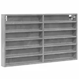 vidaXL Vitrinenschrank, Sammlervitrine 12 Ablagen, Hängevitrine Wandregal für Wohnzimmer, Glasvitrine Wandvitrine Hängeregal, Betongrau Holzwerkstoff