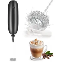 Milchaufschäumer Handheld Schneebesen Batteriebetriebener Getränkemixer, Milchaufschäumer & Mini Getränkemixer Kaffee-Aufschäumer, Elektrisch Tragbar für Latte, Cappuccino, Heiße Schokolade-Schwarz