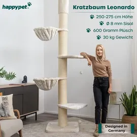 Happy Pet HAPPYPET Kratzbaum Deckenhoch bis 275 cm Katzenbaum Stabil XXL Creme Plus