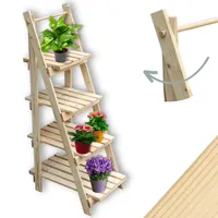 holz4home® Pflanzleiter mit 4 Ablagen 52,5 x 109 x 35 cm Hell