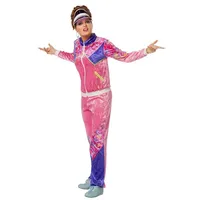 80er Jahre Overall Kostüm Damenkostüme Damen Karneval Fasching Rosa Blau - S-M