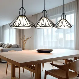 GLOBO Hängelampe, Metall, Textil, schwarz, 3 Flammig, H 120 cm