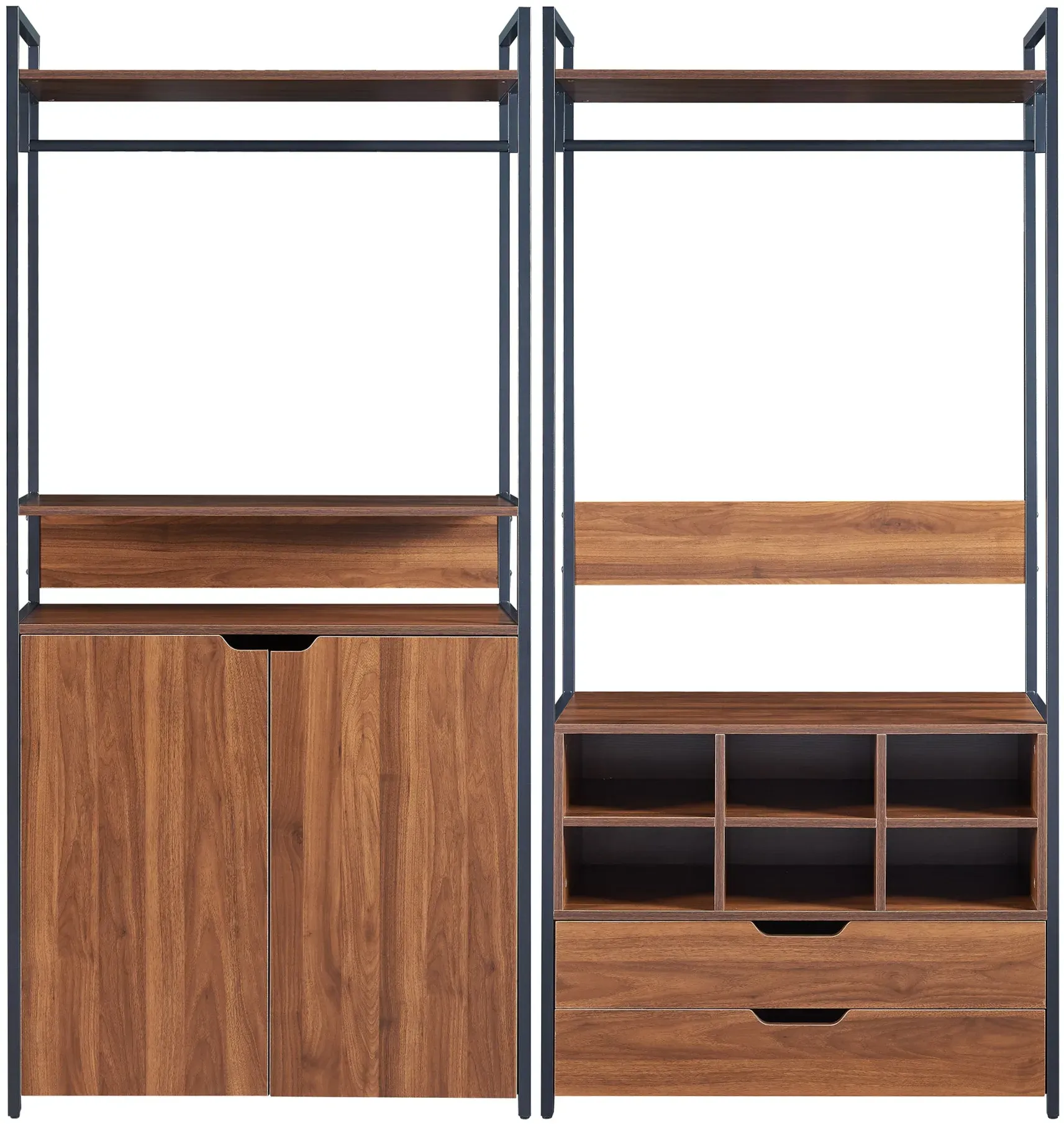 Garderobenständer 2er Set Larem 1 Schrank 2 Schubladen 6 Fächer [en.casa]