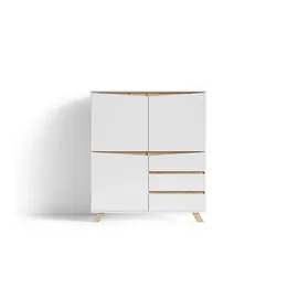 byLIVING Highboard Valentin 120 x 137 x 38 cm Weiß/Braun