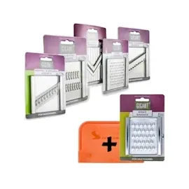 Novabest 4-fach Gemüse-Hobel Gigant Multi-Schneider Muxels Mega-Set mit gleich 6weiteren Einsätzen in Edelstahl in der praktischen Multi-Box + Multischäler