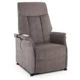 Fernsehsessel mit Aufstehhilfe, Relaxsessel mit Liegefunktion, mit 2 Motoren, 120 kg belastbar, Mikrofaser, Seidengrau, Raburg Emma