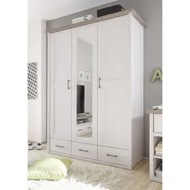 Begabino Kleiderschrank Luca 148 x 201 x 62 cm Pinie Weiß/Trüffel