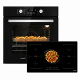 KB Elements Induktions Herd-Set KBE Einbaubackofen 60 cm mit 5-Zonen Induktionskochfeld 90cm, 11 Backofenfunktionen & 2 Flexzonen Induktion schwarz|silberfarben