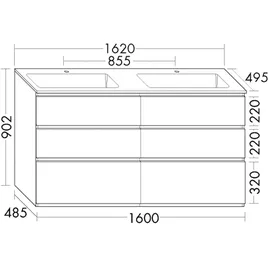 Burgbad Lin20 Melamin Eiche Dekor Urban/Weiß Velvet, SGIC162F5353C0037, SGIC162F5353C0037