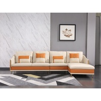JVmoebel Ecksofa Couch Ecksofa Leder Wohnlandschaft Garnitur Design Modern, Made in Europa orange