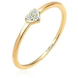Elli Ringe - Ring Herz Symbol Diamant 0.04 ct. 925er Sterling S - Gr. 56 MM - in Gold - für Damen