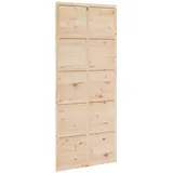vidaXL Scheunentür, Holzschiebetür Platzsparend, Zimmertür Scheunentor-Look, Schiebetür Holztür Innentür, 90x208cm Massivholz Kiefer